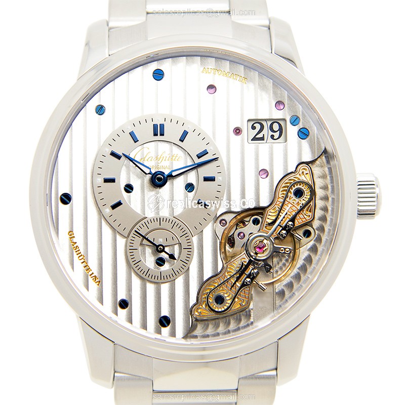 Glashutte 1-91-02-02-02-70 PANO Automatic Steel Silver Dial Clasp Silver Strap - Luxury Replica PANO Watch