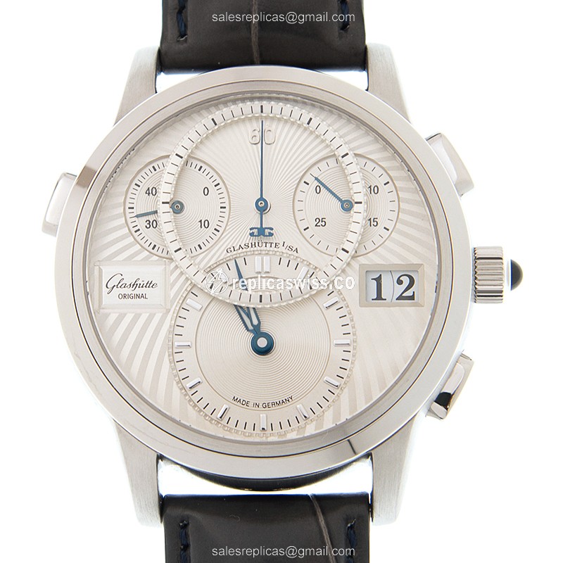 Glashutte Pano Replica - Automatic - Platinum - Silver Dial
