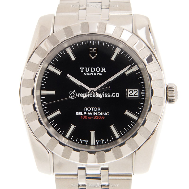 Classic Tudor 21010-62580-BK Replica - Automatic - Black Dial on Steel Strap