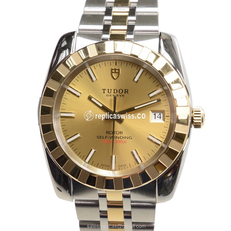 Tudor Classique Replica - Automatic - Gold Dial - 18kt Steel