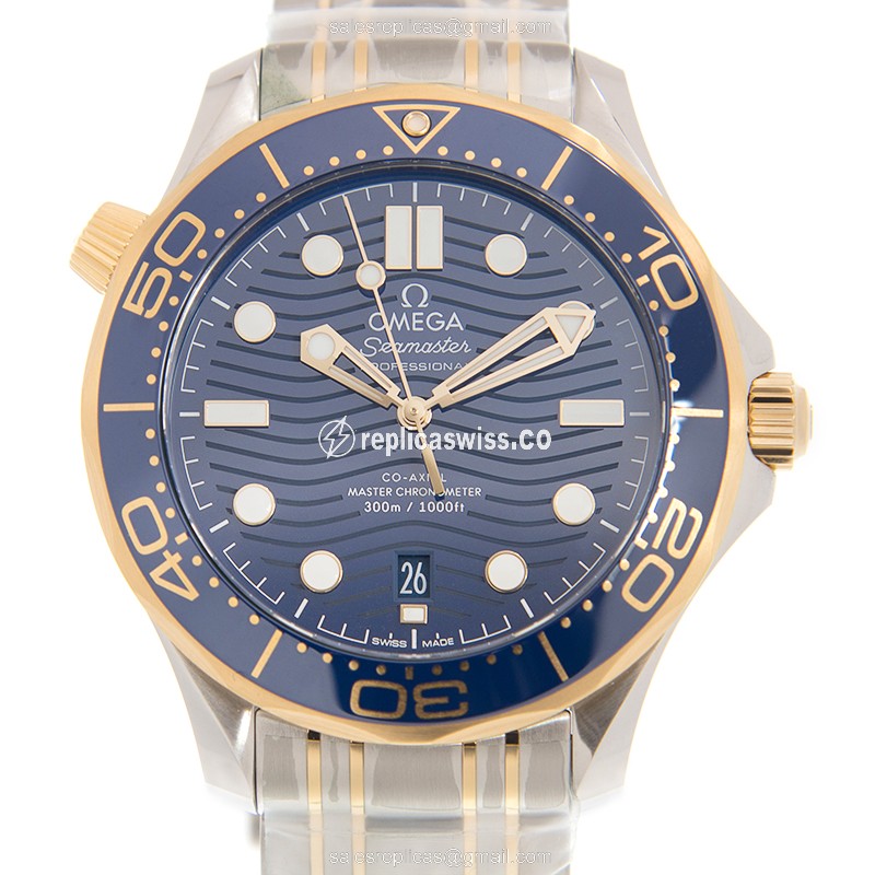 Omega Seamaster 210.20.42.20.03.001 - Auto - 18kt Gold & Steel - Blue Dial - Gold Strap