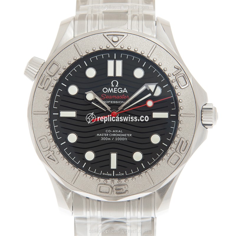 Omega Seamaster Automatic - Black Dial - Steel Case - Silver Band - Clasp - Luxury Replica SEAMASTER Watch