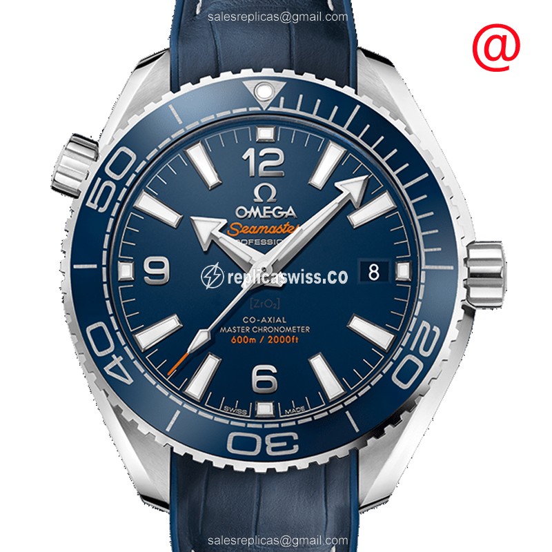 Omega Seamaster Replica - Automatic - Steel Case - Blue Dial - Alligator Strap