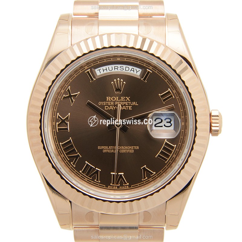 Rolex DAY-DATE Replica | Automatic | 18kt Gold Case | Brown Dial | Gold Strap