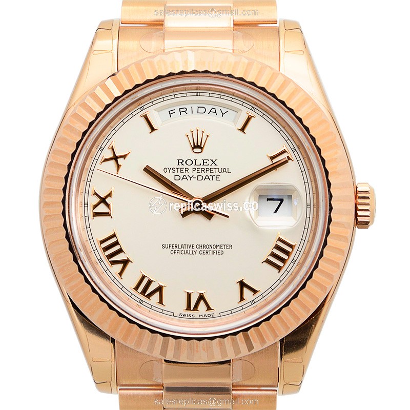 Rolex Day-Date Replica - Automatic - Ivory Dial - 18kt Gold Case & Strap