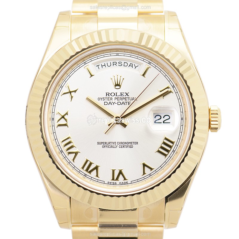 Rolex DAY-DATE Replica | Automatic | 18kt Gold Case | White Dial