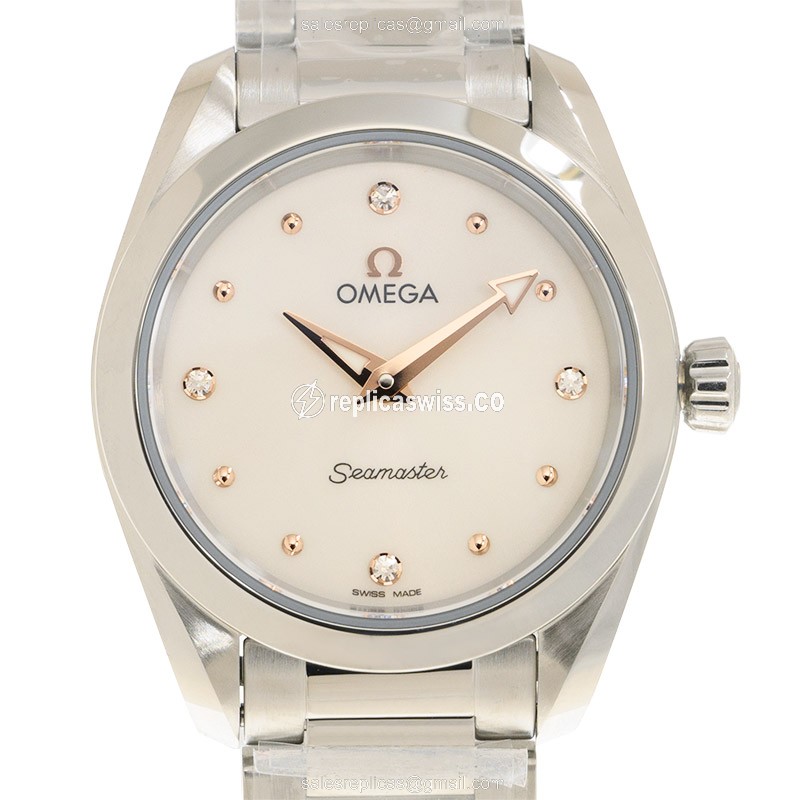 Omega Seamaster Quartz Replica - White Dial, Steel Case, Silver Clasp & Strap