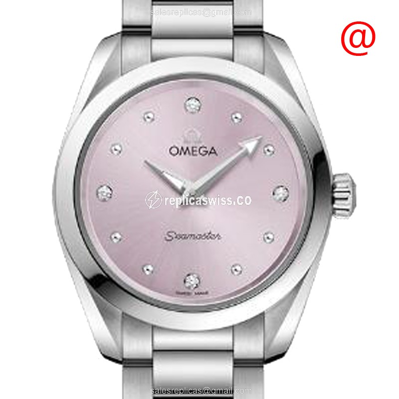 Omega Seamaster Quartz Replica - Steel Case, Purple Dial, Silver Clasp & Steel Strap