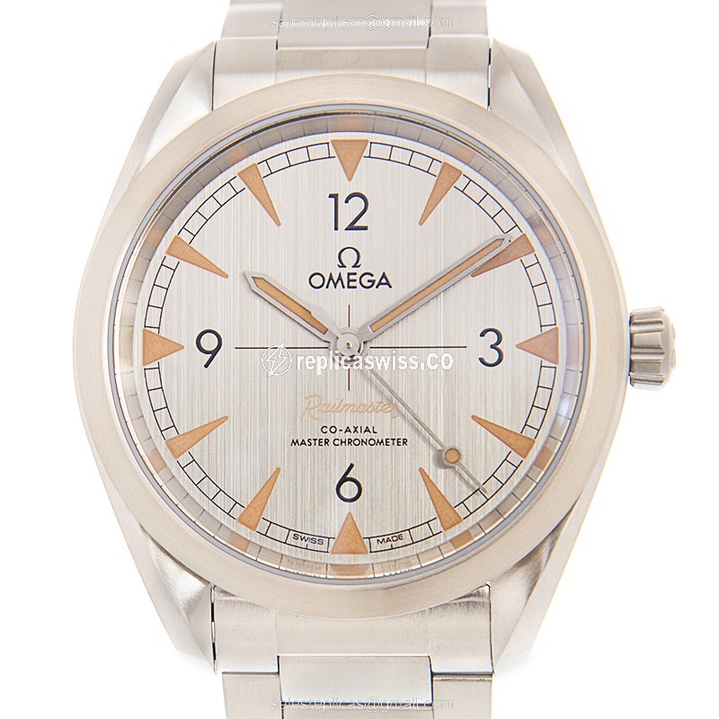 Omega 220.10.40.20.06.001 RAILMASTER Replica - Automatic - Steel Case - Gray Dial, Silver Clasp & Steel Strap