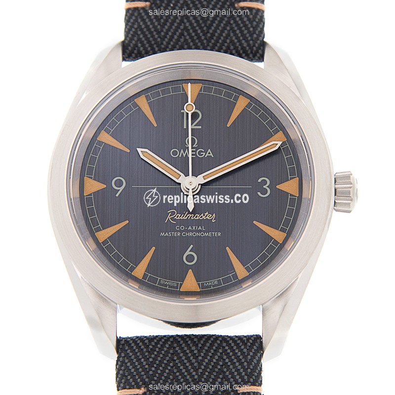 Omega Seamaster Replica - Automatic - Steel Case - Gray Dial - Grey Canvas Strap - Buckle Clasp