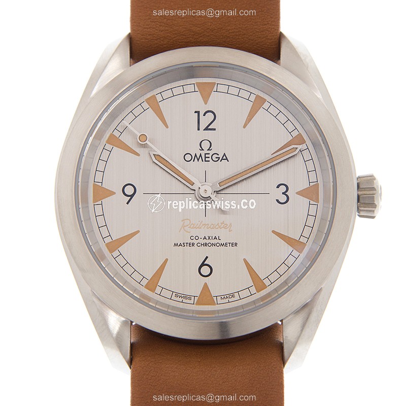 Omega Seamaster Replica - Automatic - Stainless Steel - Silver Dial, Brown Leather Strap