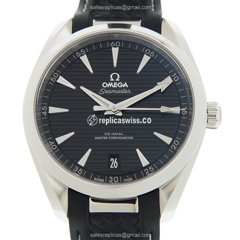 Omega Seamaster Automatic Replica - Stainless Steel - Black Dial - Leather Strap - Clasp - Luxury Replica SEAMASTER Watch