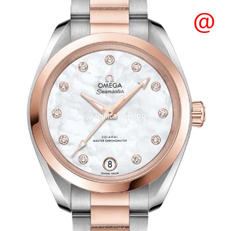 Omega Seamaster Replica - Automatic - 18kt Rose Gold & Steel - White Dial - Gold Clasp - Luxury Replica SEAMASTER Watch