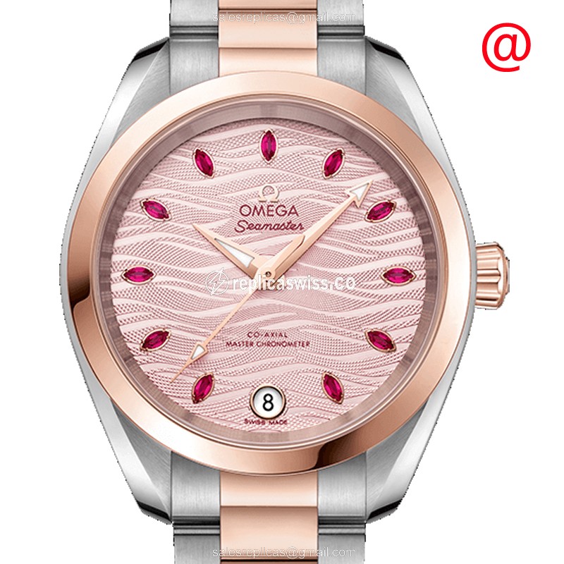 Omega Seamaster Automatic Replica - 18kt Rose Gold & Steel, Pink Dial