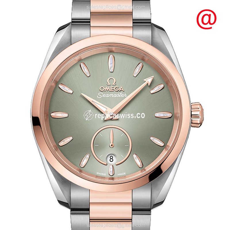 Omega Seamaster Replica - Automatic - 18kt Rose Gold & Steel - Green Dial - Gold Clasp