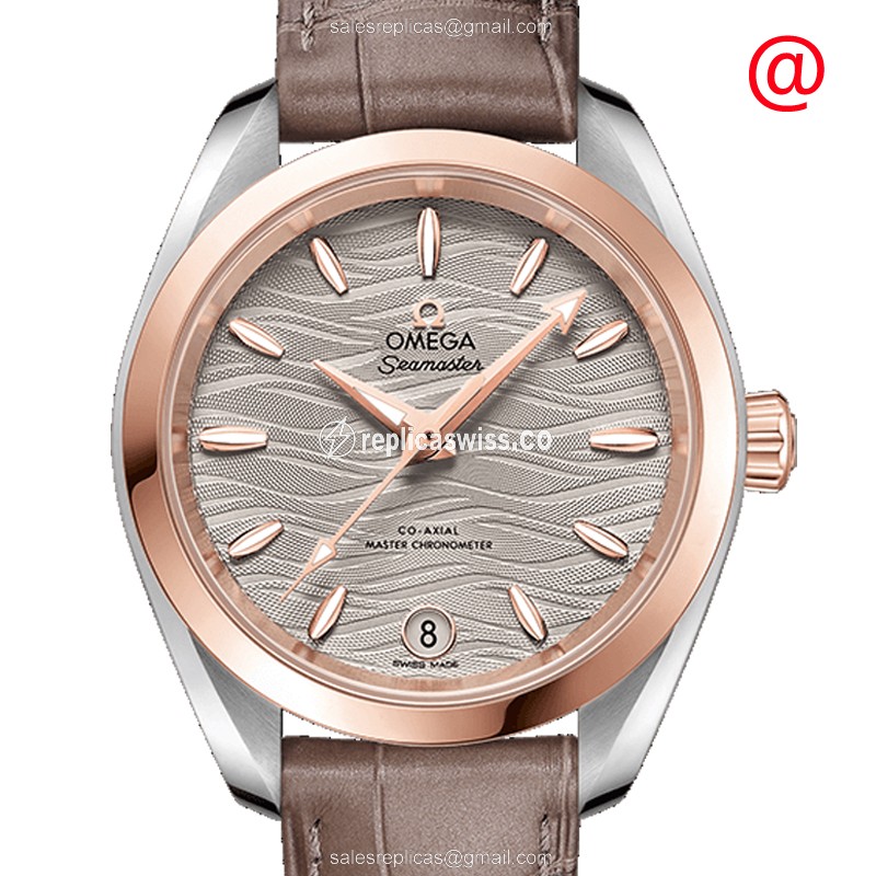 Omega Seamaster Replica - Automatic 18kt Rose & Steel - Brown Dial, Alligator Brown Buckle