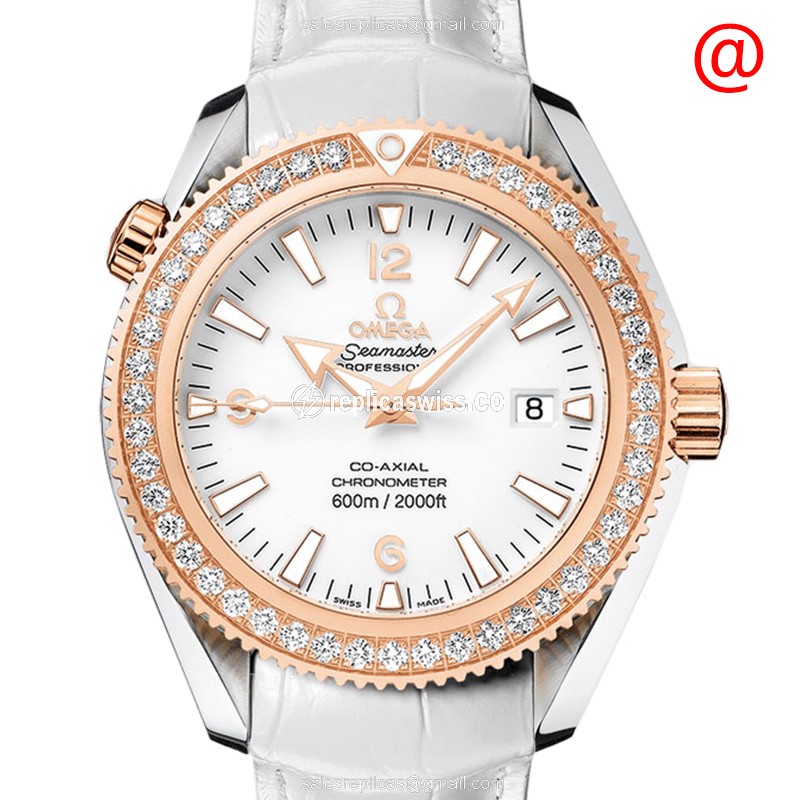 Omega Seamaster replica watch - Automatic, 18kt gold & diamonds, white dial - Luxury Replica SEAMASTER Watch