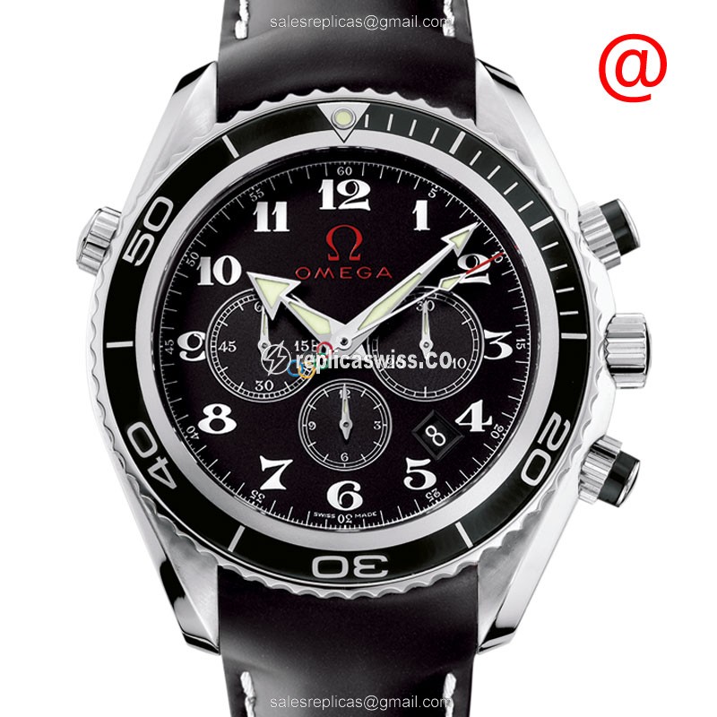 Omega 222.32.46.50.01.001 Replica - Automatic - Stainless Steel - Black Dial - Rubber Strap - Buckle Clasp