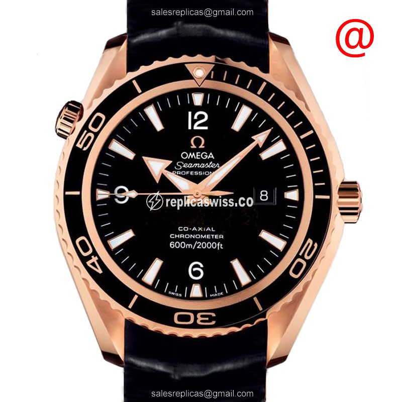 Omega Seamaster Replica - 18kt Rose Gold - Automatic - Black Dial, Buckle Clasp