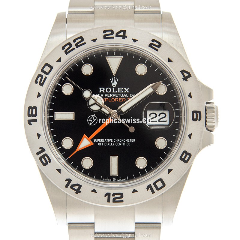 Rolex Explorer II Replica - Automatic - Steel - Black Dial on Silver - Luxury Replica EXPLORER II Watch