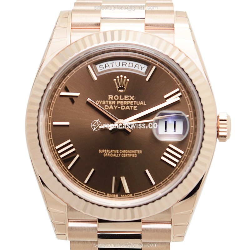 Rolex Day-Date Replica: 18kt Gold Case, Brown Dial - Automatic