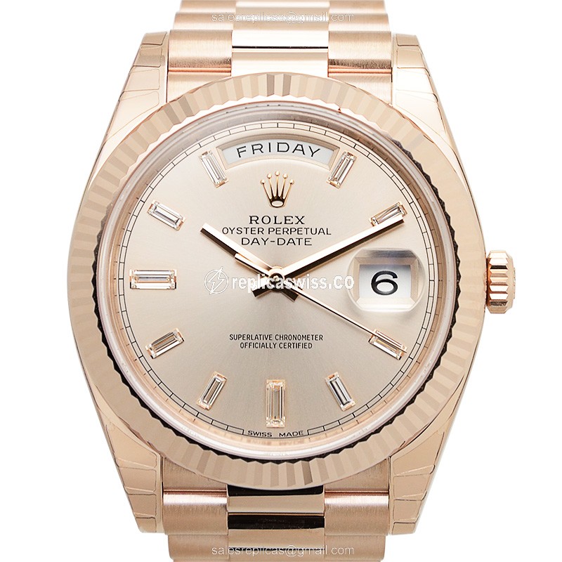 Rolex DAY-DATE Replica - 18kt Rose Gold - Automatic - Pink Dial - Gold Clasp - Luxury Replica DAY-DATE Watch