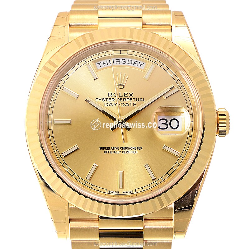 Rolex DAY-DATE Replica - Automatic - 18kt Gold Case - Gold Dial & Clasp