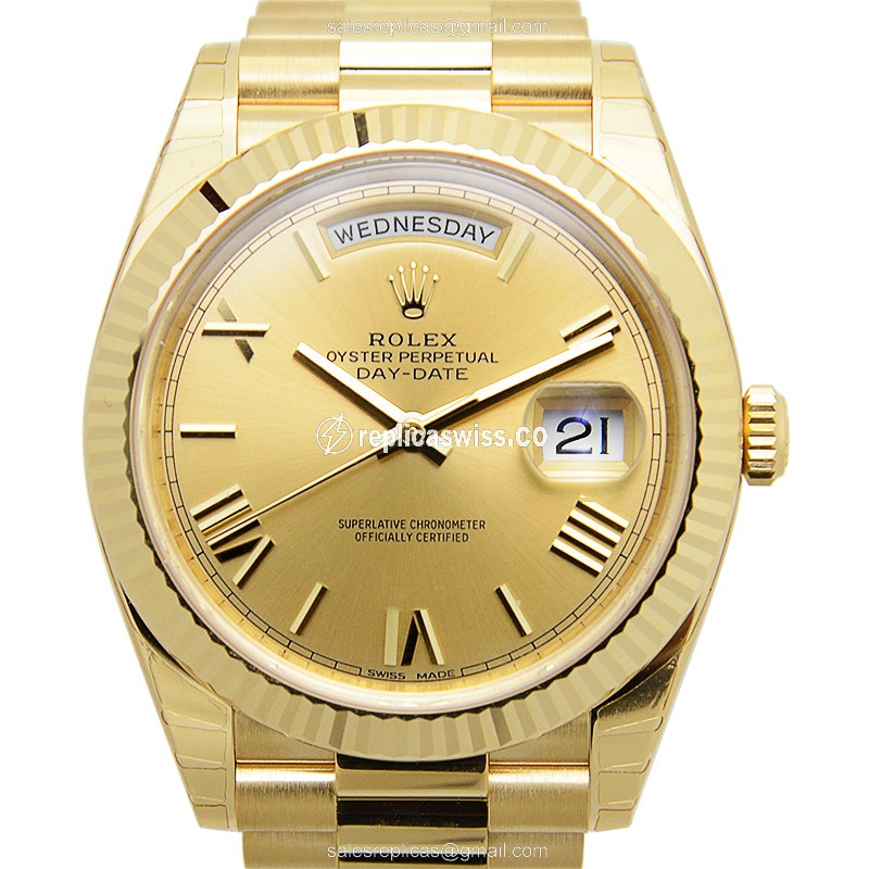 Rolex DAY-DATE Replica - Automatic - 18kt Gold - Gold Dial, Clasp