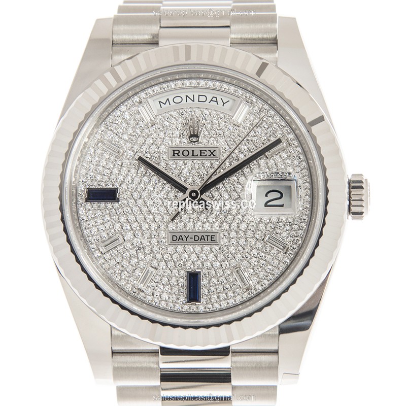 Rolex DAY-DATE Replica | Automatic | 18kt Gold Case | Silver Dial - Luxury Replica DAY-DATE Watch