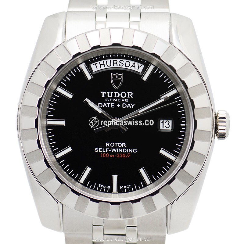 Tudor Classic 23010-62110-BK Replica - Automatic - Steel Case, Black Dial on Silver Steel Band