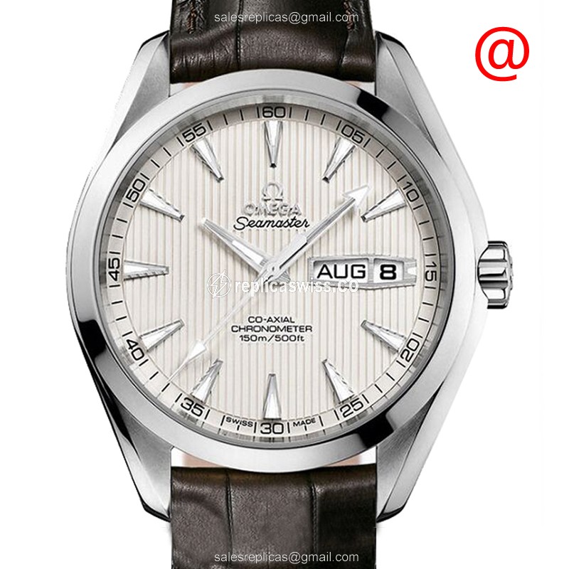 Omega Seamaster Replica - Automatic | Steel Case | Silver Dial | Brown Leather Strap