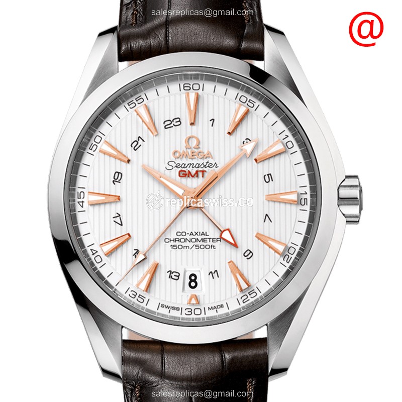 Omega Seamaster Replica - Automatic - Steel Case - Silver Dial - Brown Alligator Strap