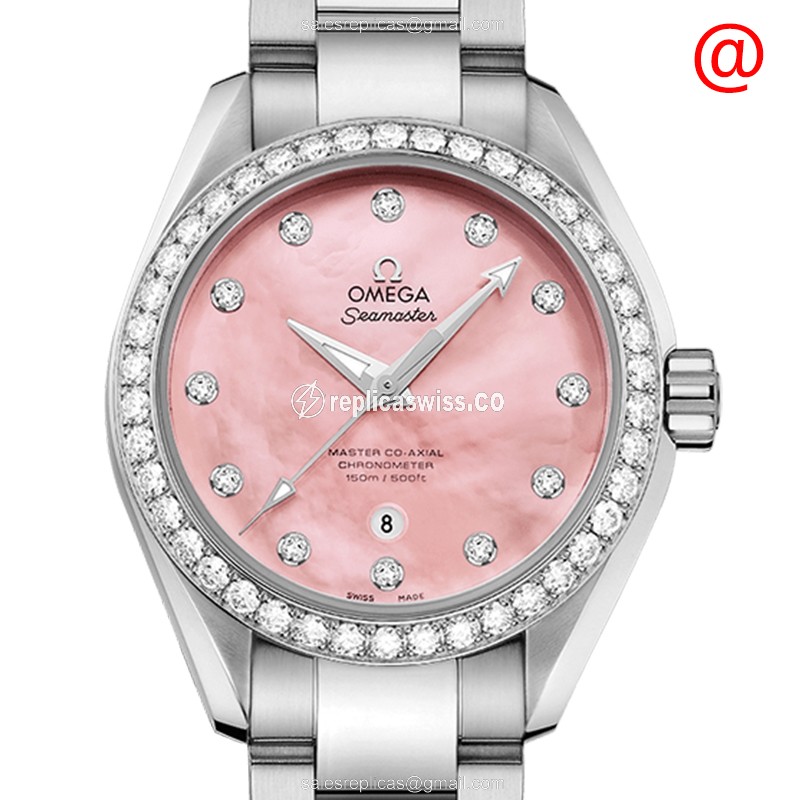 Omega Seamaster Replica - Automatic - Diamond Pink Dial - Steel Case - Silver Clasp - Luxury Replica SEAMASTER Watch