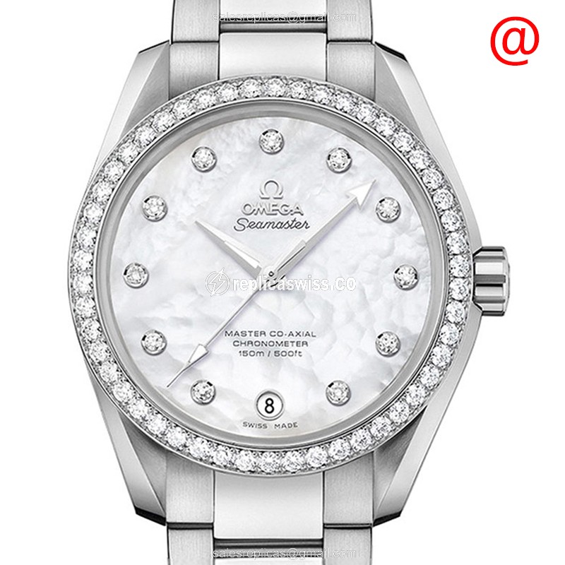 Omega Seamaster Replica - Automatic - Stainless Steel Case, White Dial & Diamond Bezel