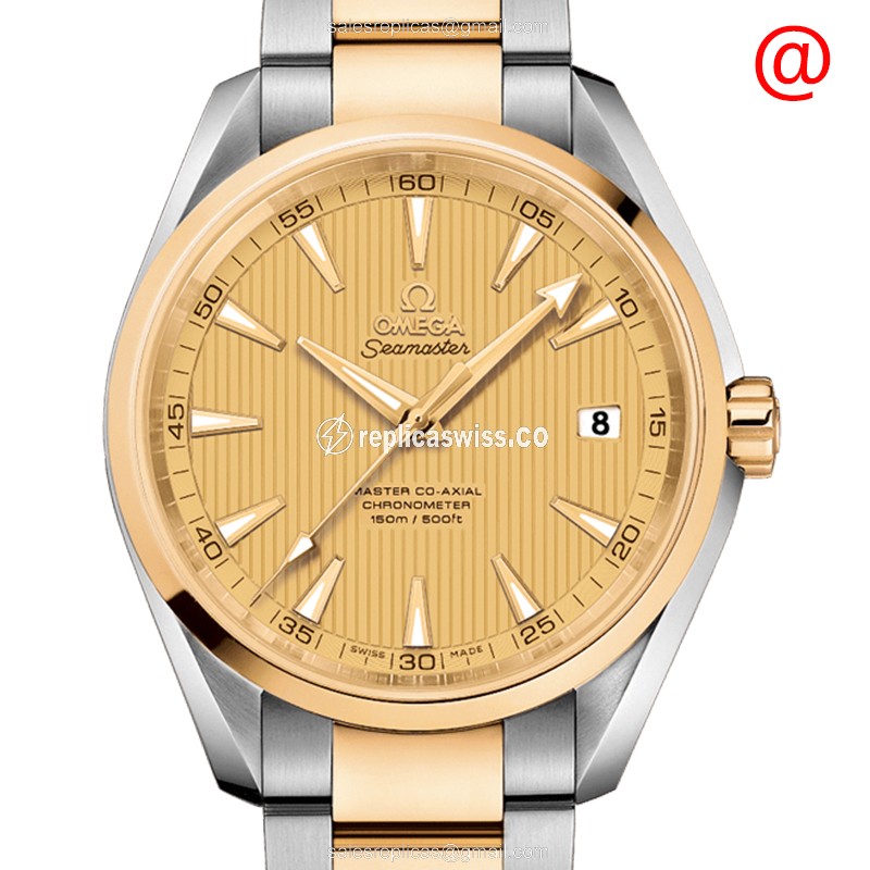 Omega Seamaster 231.20.42.21.08.001 - 18kt Gold & Steel - Automatic - Gold Dial - Steel Clasp - Luxury Replica SEAMASTER Watch
