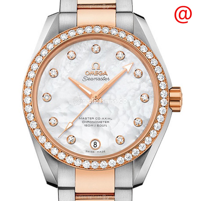 Omega Seamaster Replica Watch White Dial 18kt Rose Gold