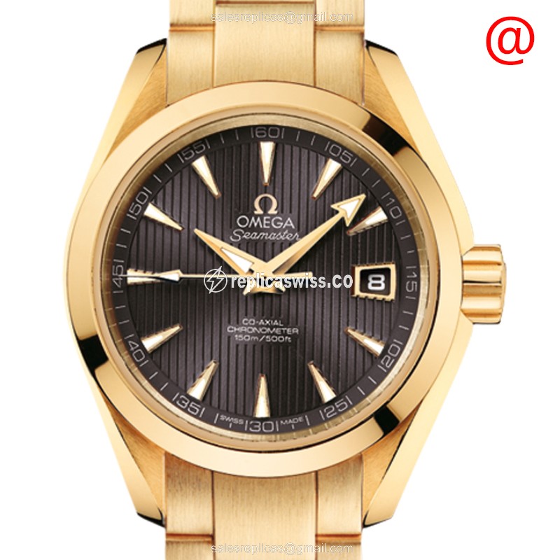 Omega Seamaster Replica - Automatic - 18kt Yellow Gold - Brown Dial - Gold Clasp
