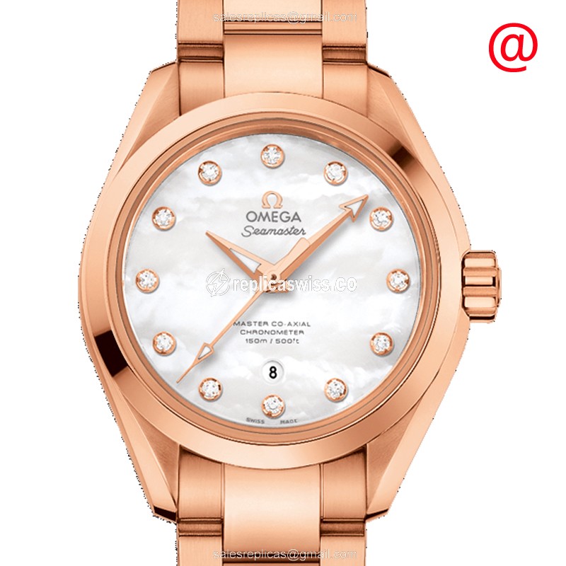 Omega Seamaster Replica: Automatic - 18kt Rose Gold - White Dial, Gold Clasp & Gold Strap