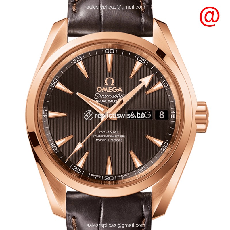 Omega Seamaster 231.53.39.22.06.001 - Automatic - 18kt Rose Gold - Brown Dial & Brown Leather Strap - Luxury Replica SEAMASTER Watch