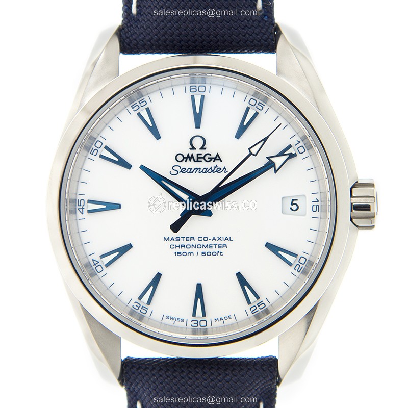 Omega Seamaster Replica - Titanium - White - Blue Canvas