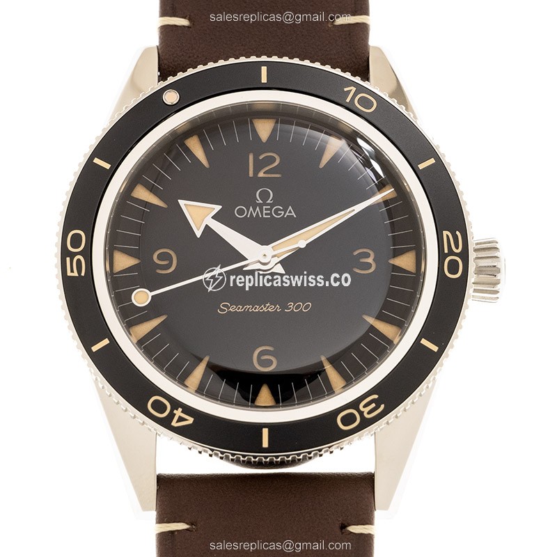Omega Seamaster 234.32.41.21.01.001 Replica - Automatic - Black Dial - Brown Leather Strap