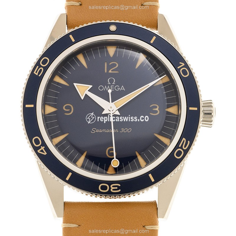 Omega Seamaster 234.32.41.21.03.001 - Auto - Blue Dial - Beige Cowhide - Clasp