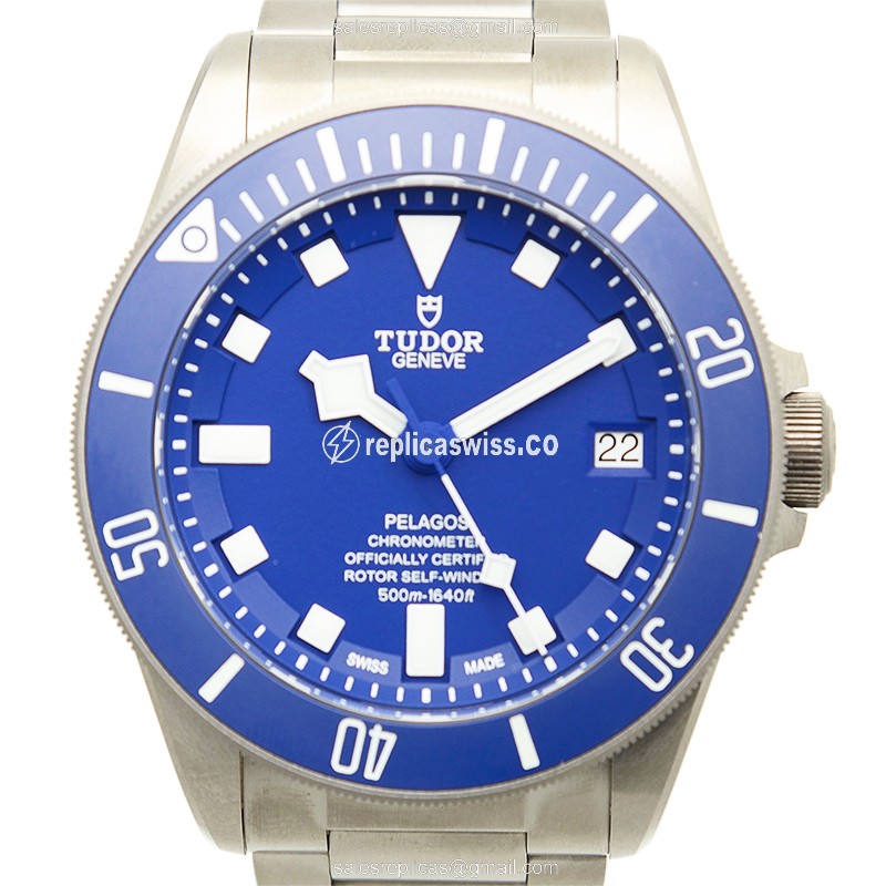 Automatic Tudor PELAGOS - Titanium Case - Blue Dial - Silver Titanium Strap - Luxury Replica PELAGOS Watch