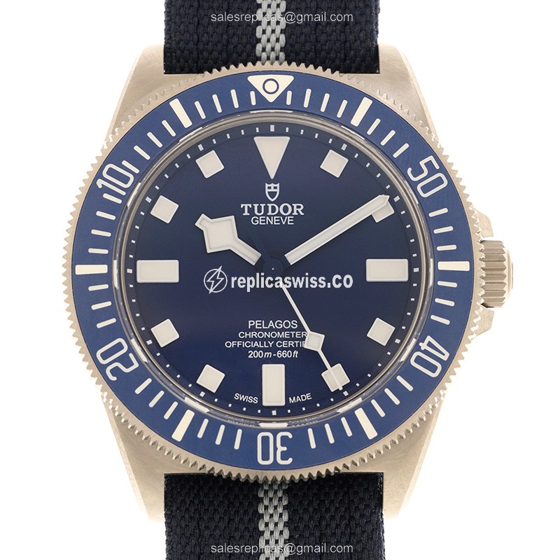 Pelagos Replica Tudor - Automatic - Titanium Case - Blue Dial on Canvas Strap - Luxury Replica PELAGOS Watch