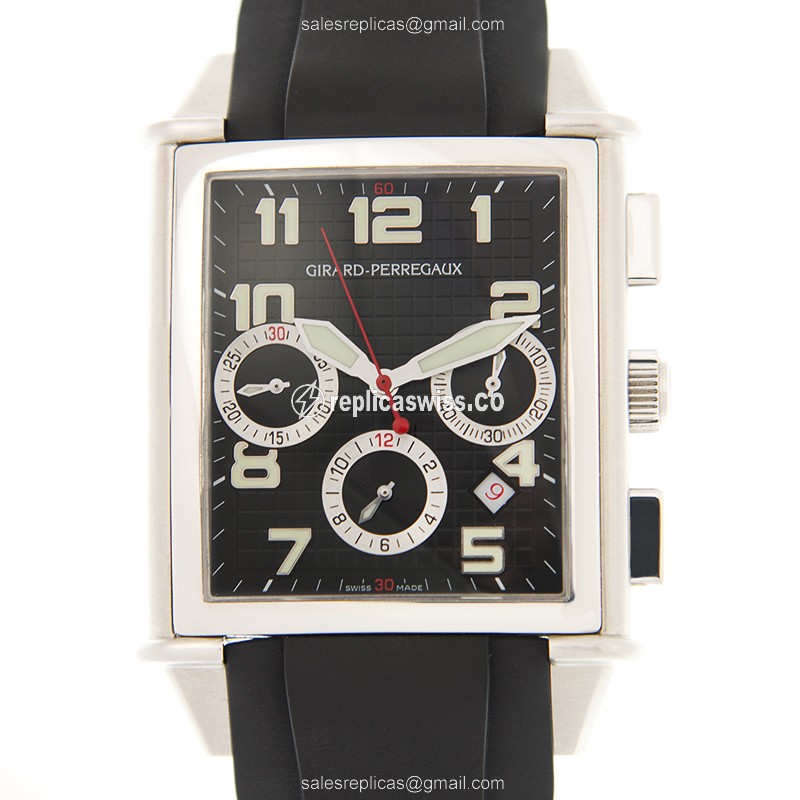 Girard Perregaux Vintage 1945 Replica - Automatic - Steel Case - Black Dial - Alligator Black Clasp - Luxury Replica VINTAGE 1945 Watch
