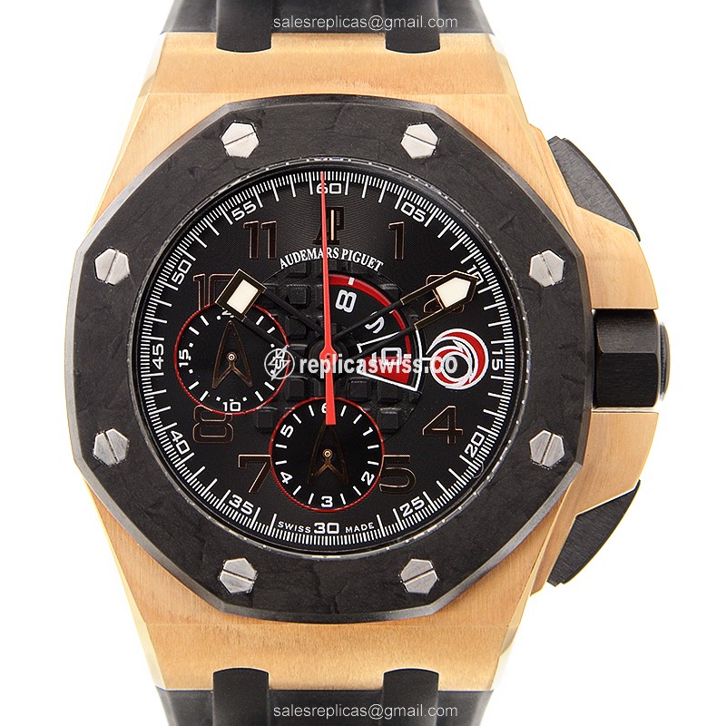 Audemars Piguet Royal Oak Offshore Replica - Auto 18kt Rose Gold - Black Dial - Rubber Black Buckle - Luxury Replica ROYAL OAK OFFSHORE Watch