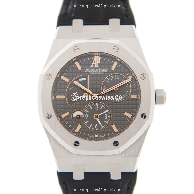 Audemars Piguet Royal Oak Replica - Automatic - 18kt Gold - Gray Dial - Black Alligator Strap