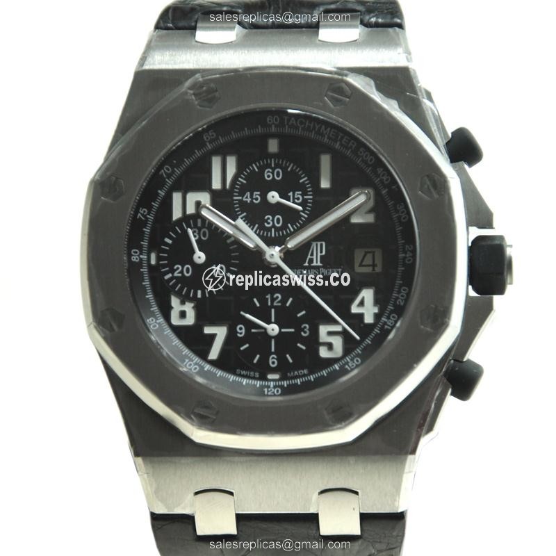 Audemars Piguet Royal Oak Offshore Replica - Automatic - Black Steel Case - Black Alligator Strap - Luxury Audemars Piguet Replica Watch