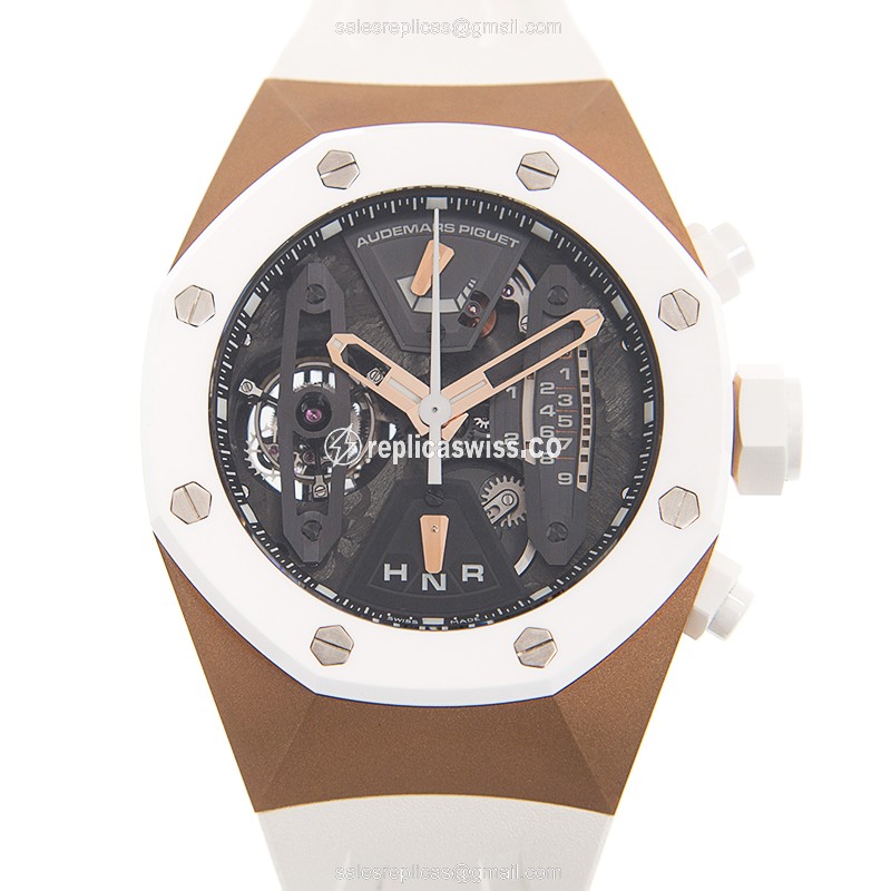 Audemars Piguet Royal Oak Offshore - Manual Wind - 18kt Rose Gold - Black Dial - White Rubber Strap - Luxury Replica ROYAL OAK OFFSHORE Watch