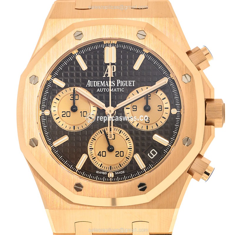 AP Royal Oak Replica - Automatic - 18kt Rose Gold - Brown Dial - Gold Clasp & Band